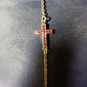 Hand made sterling silver cross with crystals.